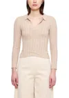 7115 By Szeki V-neck Yak Long Sleeve Sweater In Desert Sand In Beige