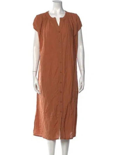 Pre-owned 7115 By Szeki V-neck Midi Length Dress In Brown