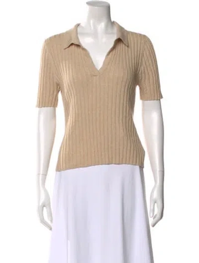 Pre-owned 7115 By Szeki V-neck Short Sleeve Top In Neutral