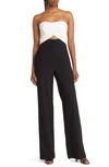 Black Halo Jada Strapless Wide Leg Jumpsuit In Black / Pearl