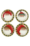 Vietri Old St. Nick Multicultural Assorted Round Salad Plates, Set Of 4 In Red Multi