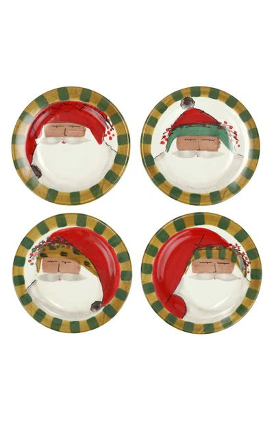 Vietri Old St. Nick Multicultural Assorted Round Salad Plates, Set Of 4 In Multicolor