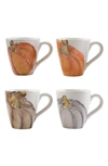 Vietri Pumpkins 4-piece Assorted Mug Set In Handpainted