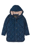 Barbour Kids' Sandyford Quilted Jacket With Faux Fur Lined Hood In Navy