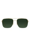 Vincero Marshall 56mm Polarized Navigator Sunglasses In Gold/ Green