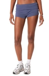 Edikted Lizzy Foldover Waffle Knit Shorts In Navy