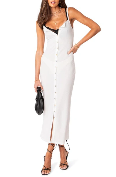 Edikted Sable Sheer Button-up Maxi Dress In White