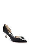 Badgley Mischka Fabia Embellished Pointed Toe Pump In Black Satin