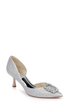 Badgley Mischka Fabia Embellished Pointed Toe Pump In Silver Textile