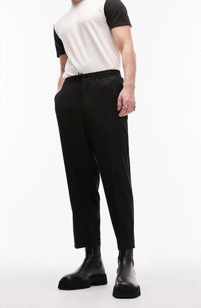 Topman Smart Wide Leg Crop Pants In Black