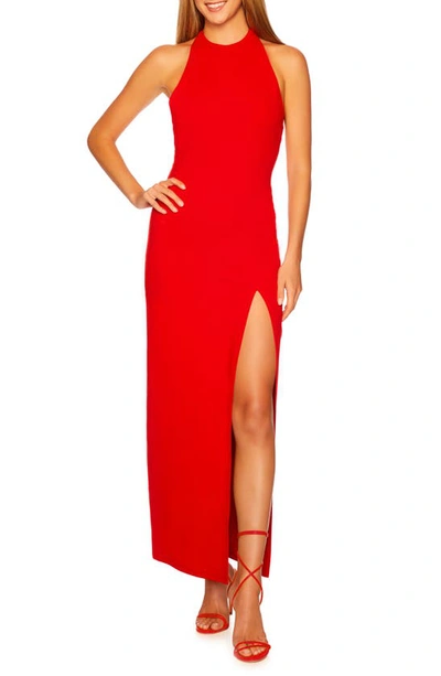 Susana Monaco Low-back Tank Maxi Dress With Slit In Red