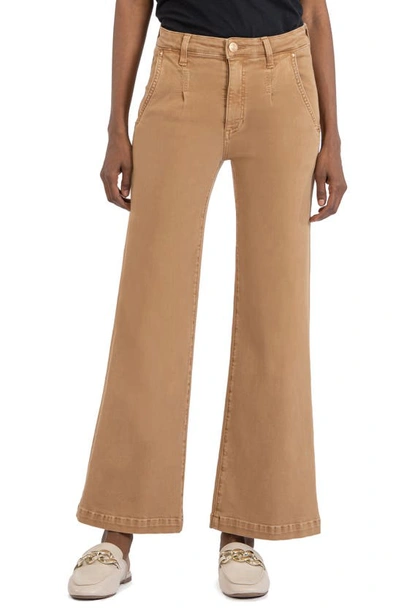 Kut From The Kloth Meg High Waist Slash Ankle Wide Leg Jeans In Brown