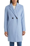 Sam Edelman Double Breasted Wool Blend Coat In Sky Blue