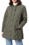 Bernardo Hooded Quilted Liner Jacket In Fig Leaf