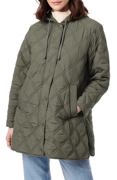 Bernardo Hooded Quilted Liner Jacket In Fig Leaf