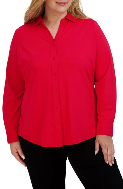 Foxcroft Mary Button-up Blouse In Red