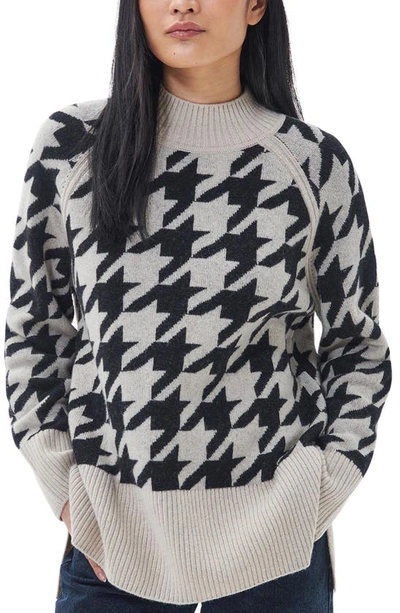 Barbour Tarana Houndstooth Check Wool Blend Tunic Jumper In Multi