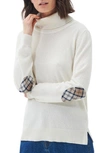 Barbour Pendle Elbow Patch Wool & Cotton Turtleneck Sweater In Cream/ Fawn