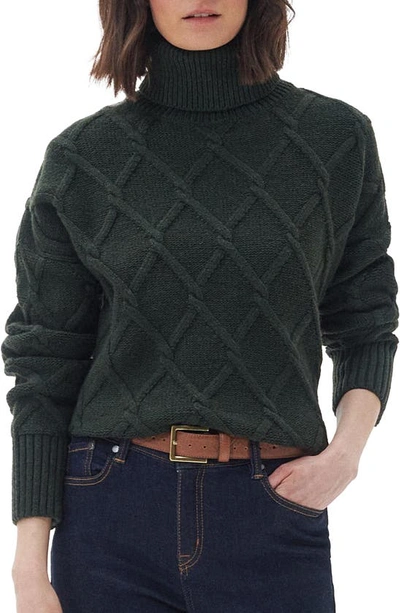 Barbour Perch Wool Blend Turtleneck Sweater In Green