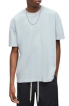 Allsaints Mens Seafront Blue Isac Oversized Crewneck Cotton T-shirt