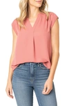 Gibsonlook Notch Floral Print Blouse In Marsala