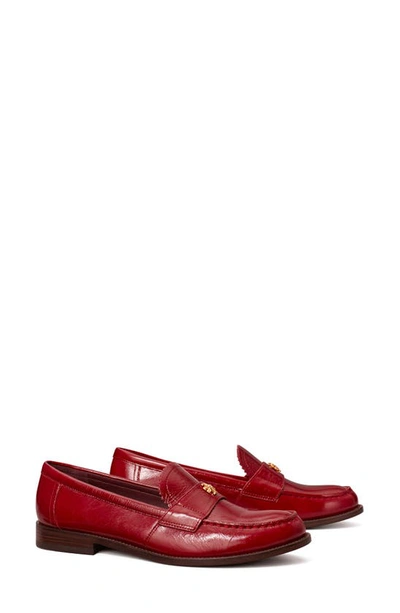 Tory Burch Classic Leather Medallion Loafers In Ruby Falls