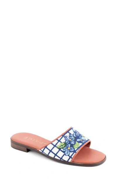 Bypaige Needlepoint Stitched Slide Sandal In Blue