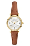 Fossil Women's Carlie Three-hand Medium Brown Genuine Leather Watch, 28mm