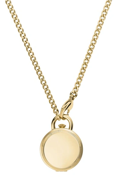 Fossil Jacqueline Watch Locket Necklace In White/rose Gold