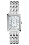 Fossil Women's Raquel Three-hand Date Silver-tone Stainless Steel Watch, 26mm In White/silver