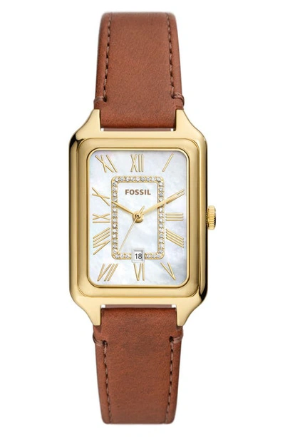 Fossil Women's Raquel Three-hand Date Medium Brown Genuine Leather Watch, 26mm