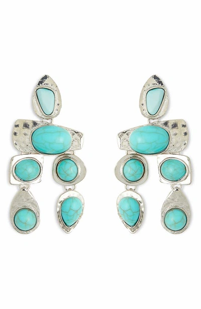 Petit Moments Imitation Turquoise Drop Earrings In Silver