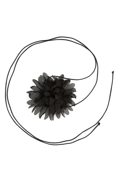 Petit Moments Flower Tie Necklace In Black
