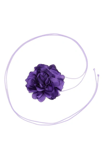Petit Moments Rosa Flower Tie Necklace In Purple