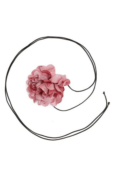 Petit Moments Rosa Flower Tie Necklace In Pink