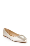 Badgley Mischka Emerie Flat In Ivory Satin