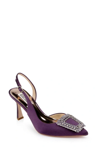 Badgley Mischka Women's Enida Pointed Toe Embellished Slip On Slingback High Heel Pumps In Purple Satin