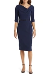 Black Halo Jackie O Three-quarter Sleeve Dress In Pacific Blue