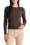 Splendid Hailey Lettuce Edge Rib Long Sleeve Top In Chocolate