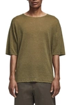 Rag & Bone Kerwin Oversize Stripe Linen T-shirt In Army