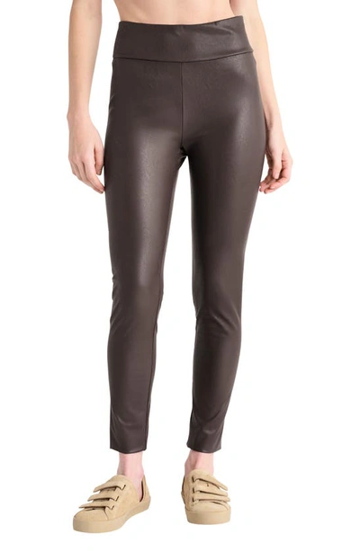 Splendid Faux Leather Leggings In Chocolate