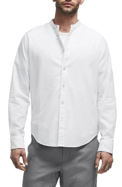 Rag & Bone Lafayette Grandad-collar Cotton Oxford Shirt In White