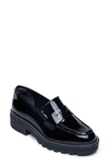Bernardo Footwear Chandler Platform Penny Loafer In Black Patent