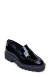 Bernardo Chandler Platform Penny Loafer In Black Patent