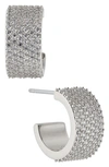 Nadri Disco Chunky Pave Hoop Earrings In Rhodium