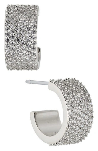 Nadri Disco Chunky Pavé Huggie Hoop Earrings In Silver