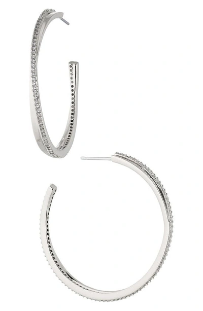 Nadri Disco Crossover Hoop Earrings In Rhodium