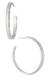Nadri Large Disco Baguette Cubic Zirconia Hoop Earrings In Rhodium