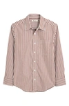 Madewell Big Easy Stripe Long Sleeve Cotton Button-up Shirt In Clifftop Brown
