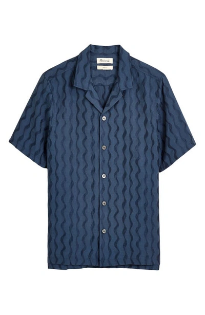 Madewell Wavy Stripe Short Sleeve Button-up Camp Shirt In Warm Midnight